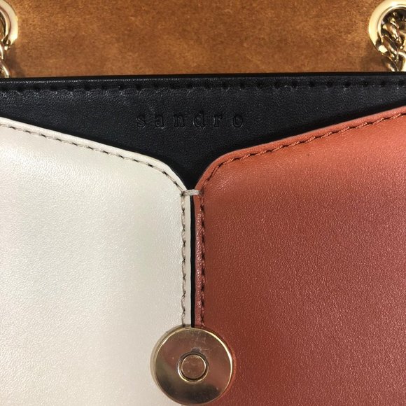 Sandro Lou Mini Crossbody Bag Leather Colorblock - Picture 4 of 11